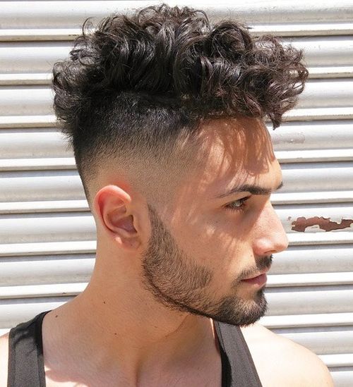 Curly Undercut perm hair styled men