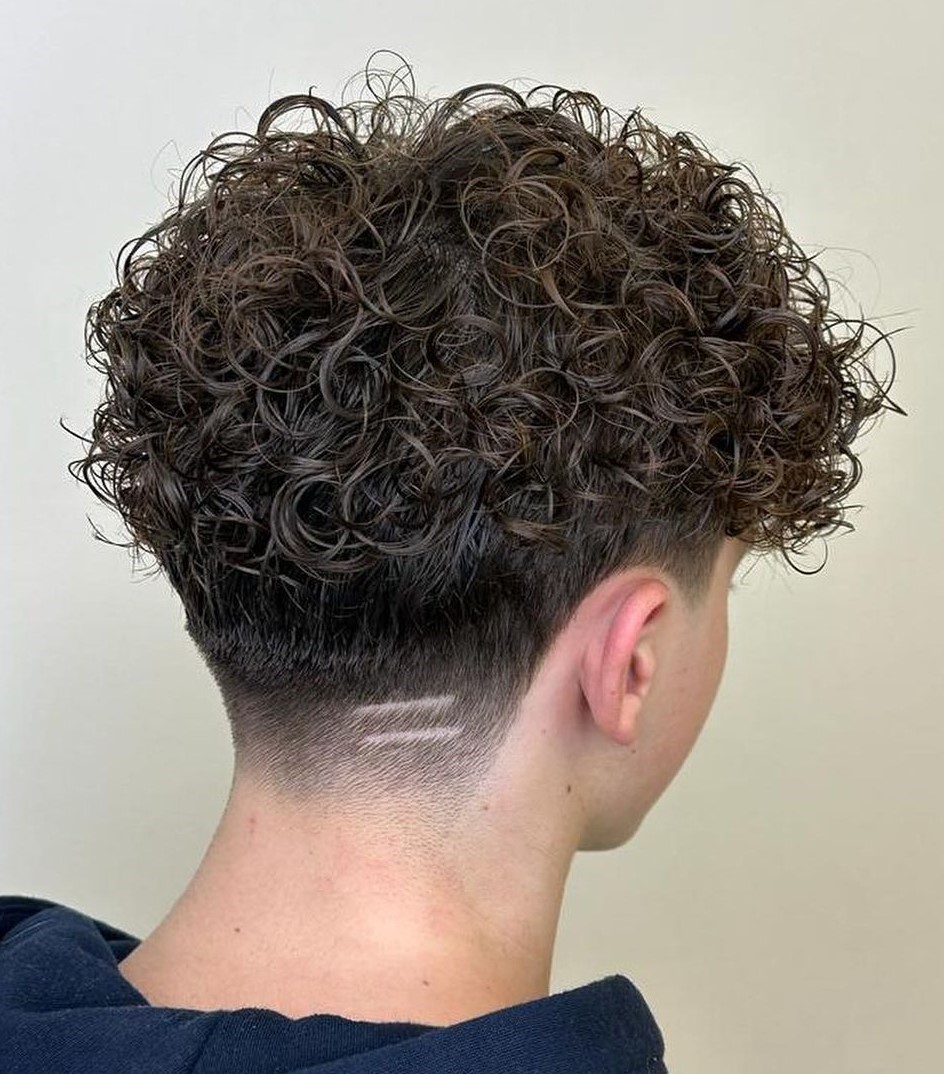 Curly Mohawk perm hair styled men